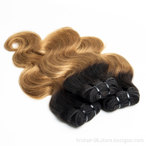 Brazilian Hair Bundles With Closure Body Wave Human Hair 3 Bundles With Closure T1b/27 Color 4x4 Lace Closure With Bundles
